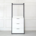 Fiona Wood And Metal Walk In Closet With Three Drawers White Mdf Melamine