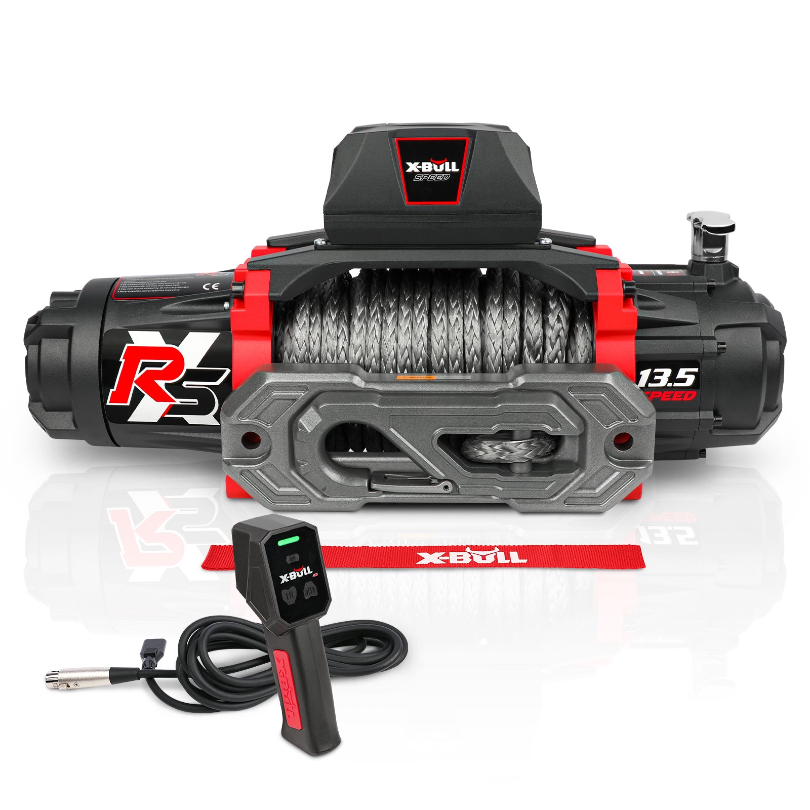 Winch 13500 Lb. Load Capacity Electric Winch 12V Dc Power For Towing Truck Off Road, 2 In 1 Wireless Remote,13500 Xrs Series Black Aluminium