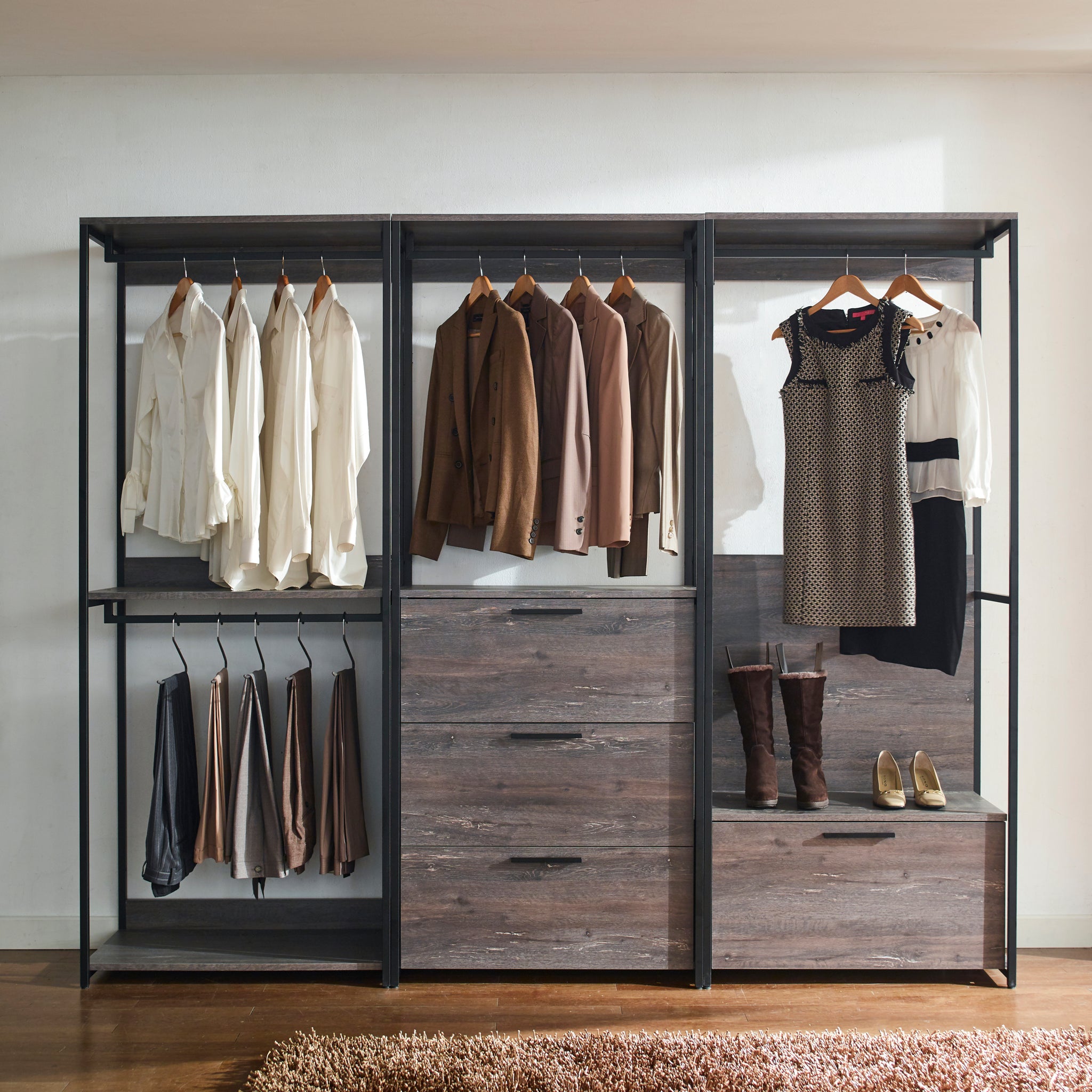 Monica Wood Walk In Closet System Rustic Mdf Melamine