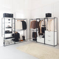 Fiona Wood And Metal Walk In Closet With One Drawer White Mdf Melamine