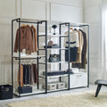 Fiona White Freestanding Walk In Wood Closet System With Metal Frame White Mdf Melamine