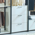 Fiona White Freestanding Walk In Wood Closet System With Metal Frame White Mdf Melamine