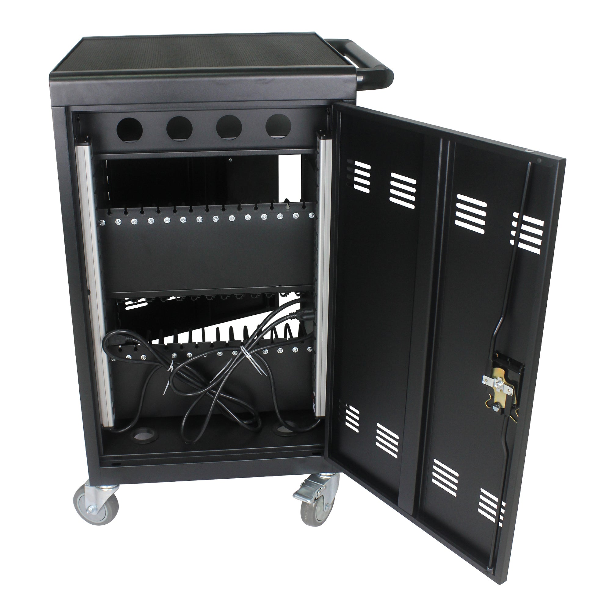 Mobile Charging Cart And Cabinet For Tablets Laptops 35 Device B30Plus Matt Black Steel Metal