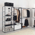 Fiona White Freestanding Walk In Wood Closet System With Metal Frame White Mdf Melamine