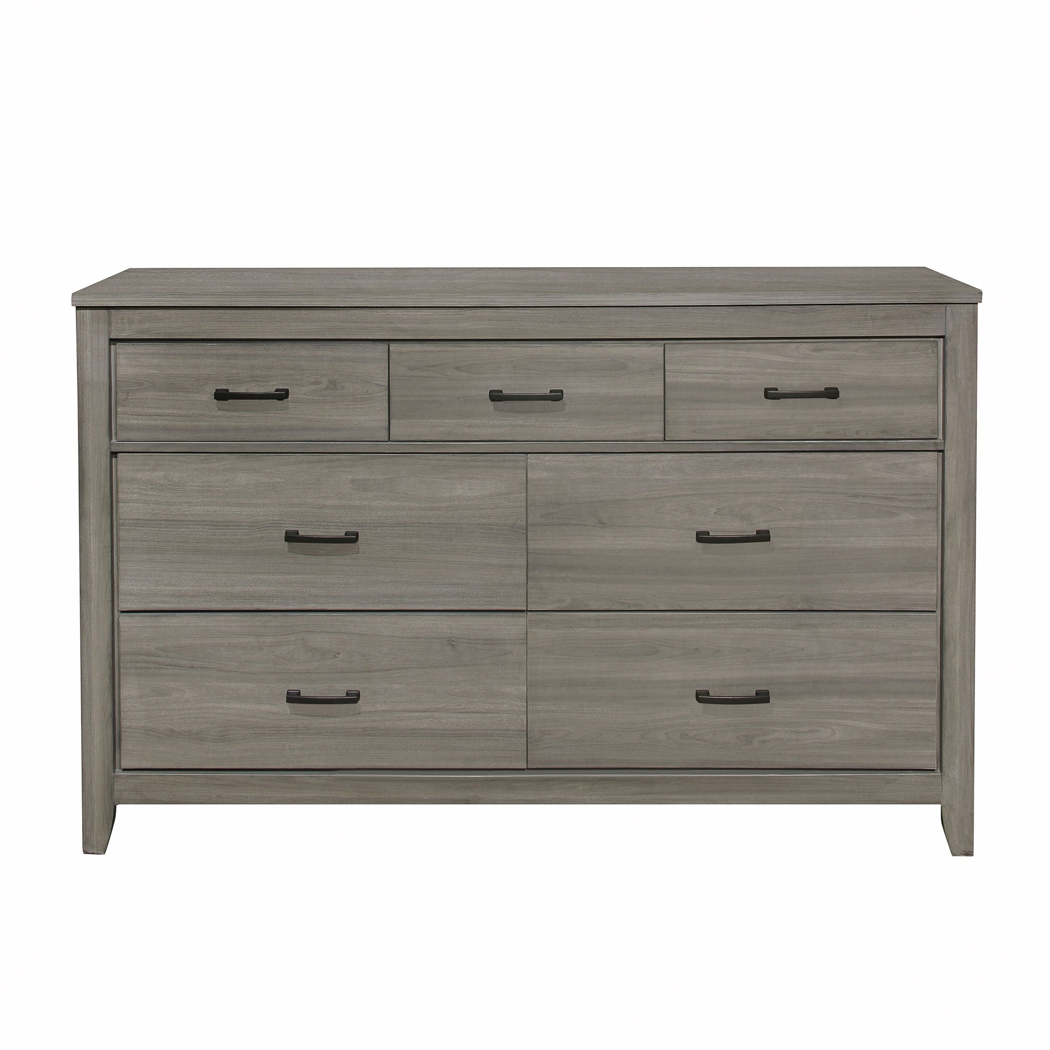 Dark Gray Finish Transitional Look 1Pc Dresser Of 7 Drawers Industrial Rustic Modern Style Bedroom Furniture Dark Gray 5 Drawers & Above Bedroom Transitional Wood