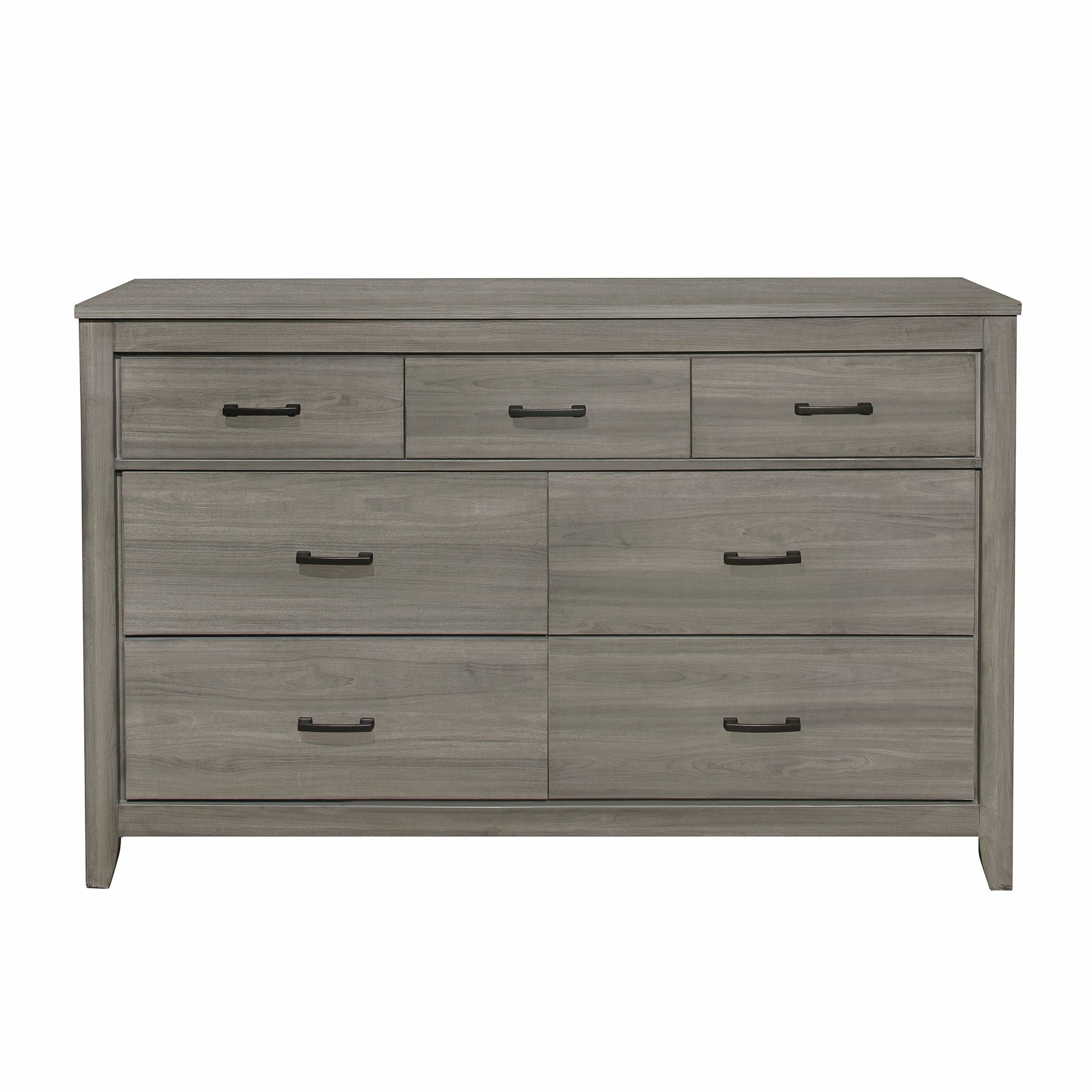 Dark Gray Finish Transitional Look 1Pc Dresser Of 7 Drawers Industrial Rustic Modern Style Bedroom Furniture Dark Gray 5 Drawers & Above Bedroom Transitional Wood