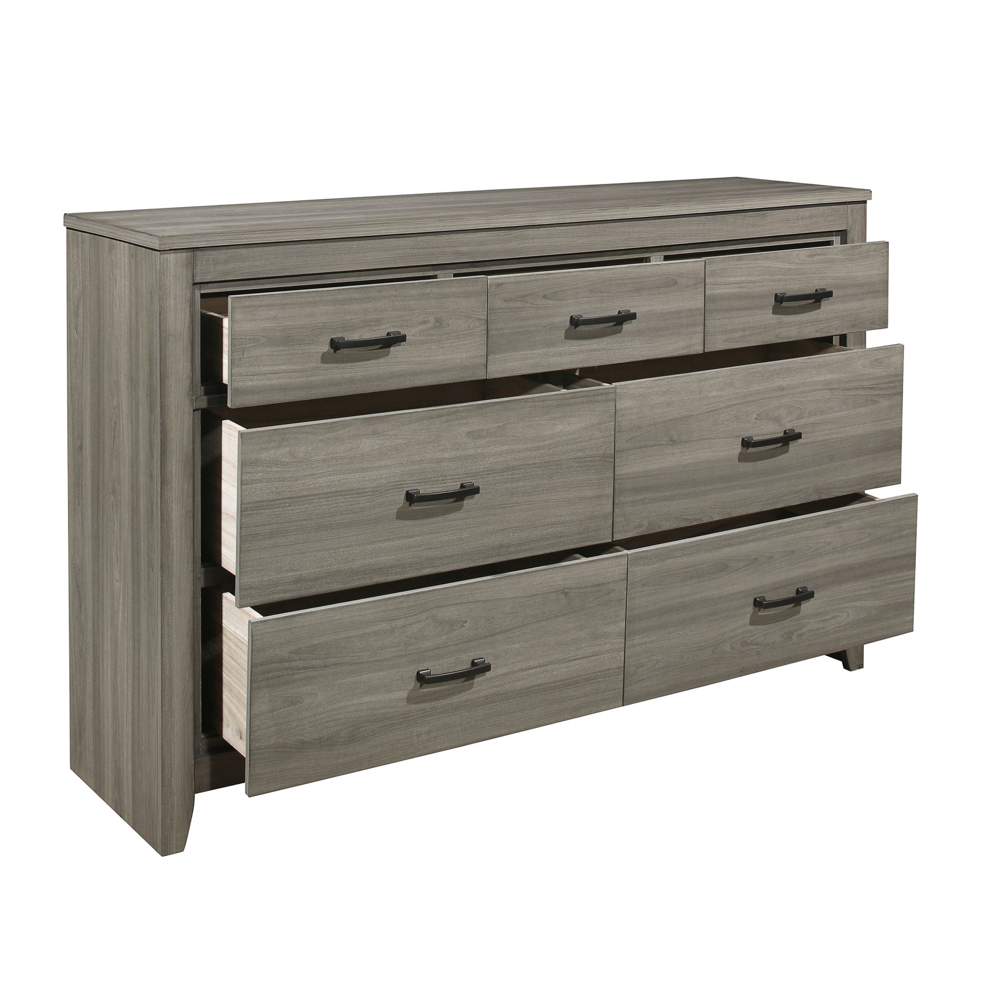 Dark Gray Finish Transitional Look 1Pc Dresser Of 7 Drawers Industrial Rustic Modern Style Bedroom Furniture Dark Gray 5 Drawers & Above Bedroom Transitional Wood