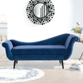 Chaise Lounge With Scroll Arm Blue Fabric