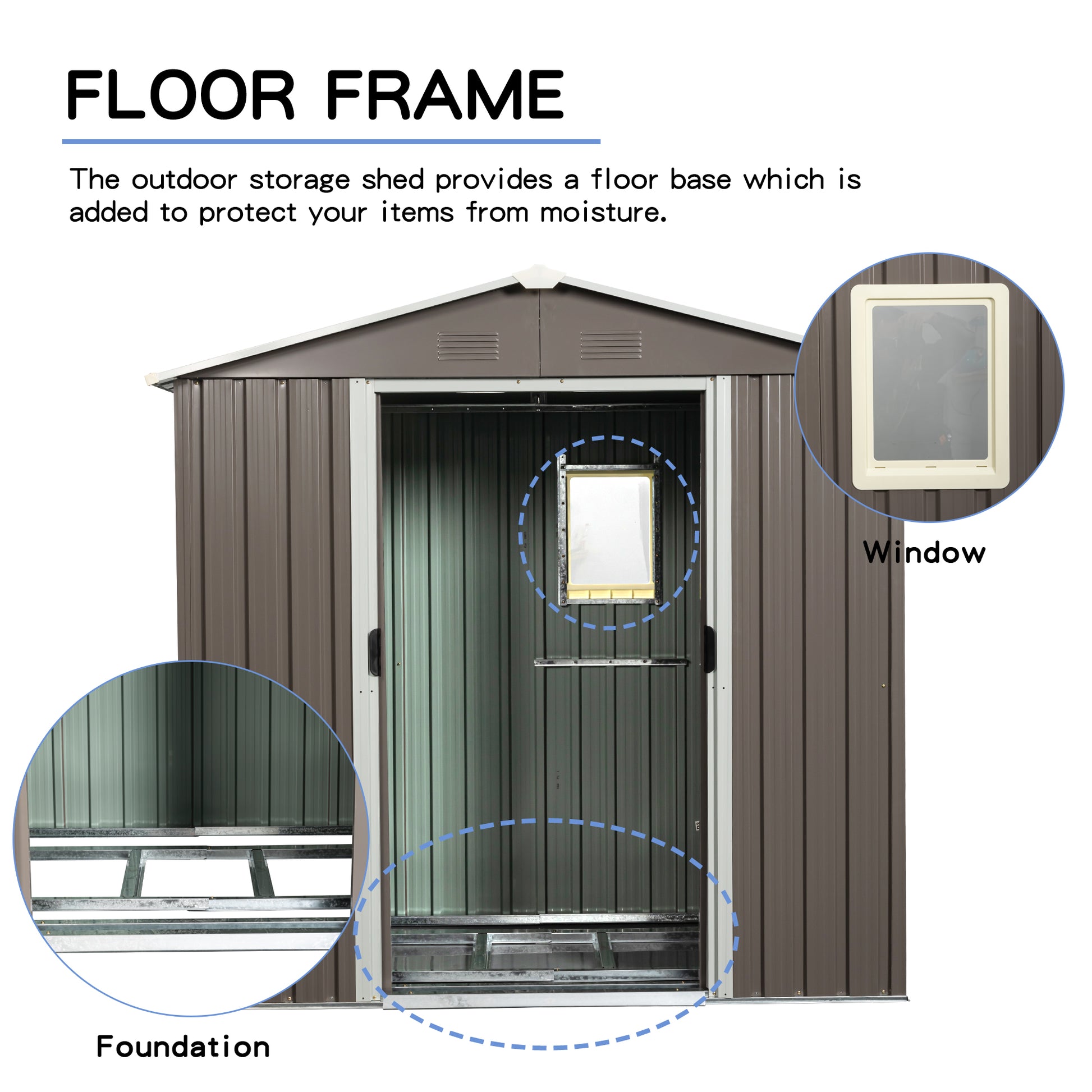 8Ft X 4Ft Outdoor Metal Storage Shed With Window Gray Iron