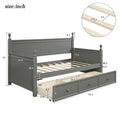 Wood Daybed With Three Drawers ,Twin Size Daybed,No Box Spring Needed ,Gray Gray Solid Wood