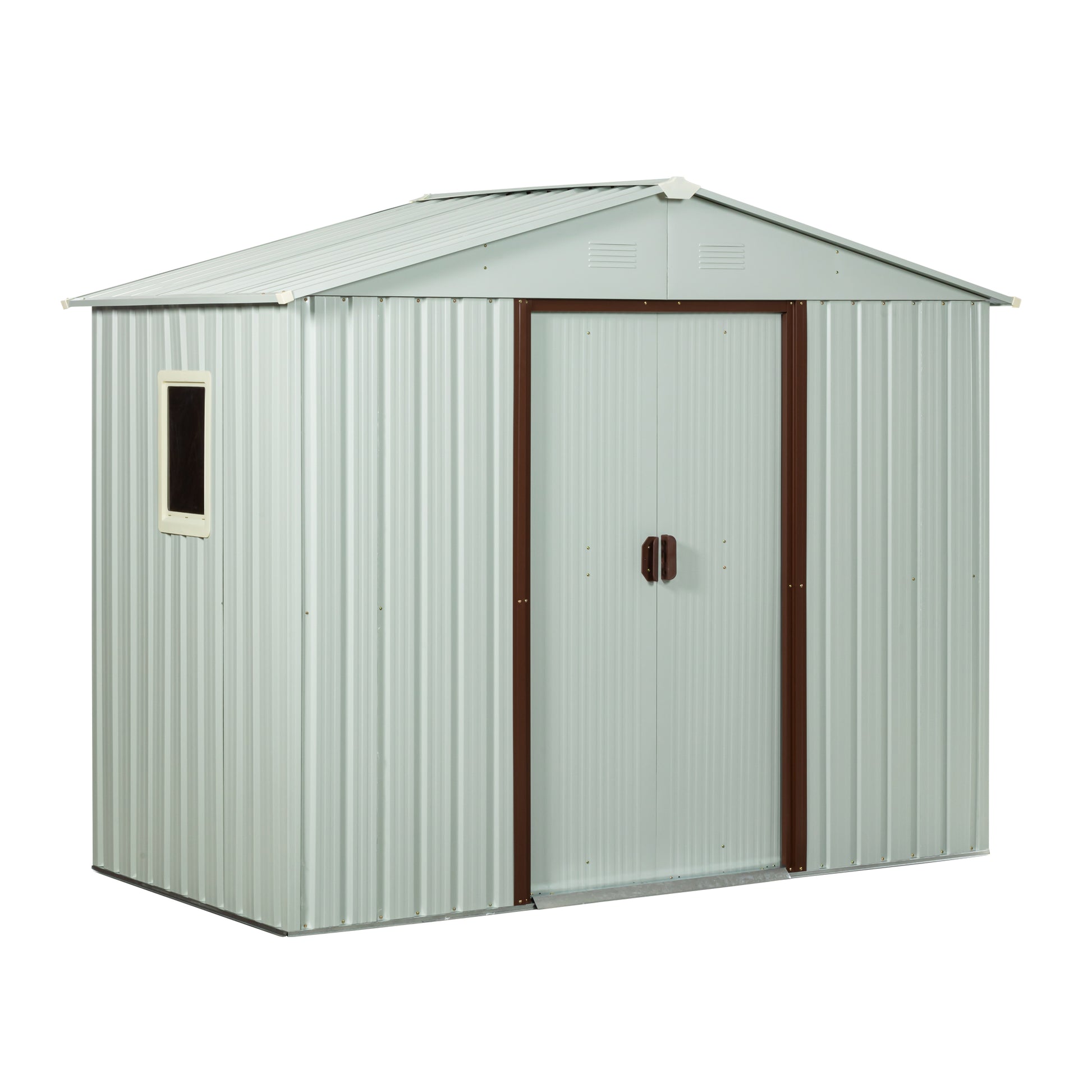 Ry Sdyx56 Ww 6Ft X 5Ft Outdoor Metal Storage Shed With Window White White Iron