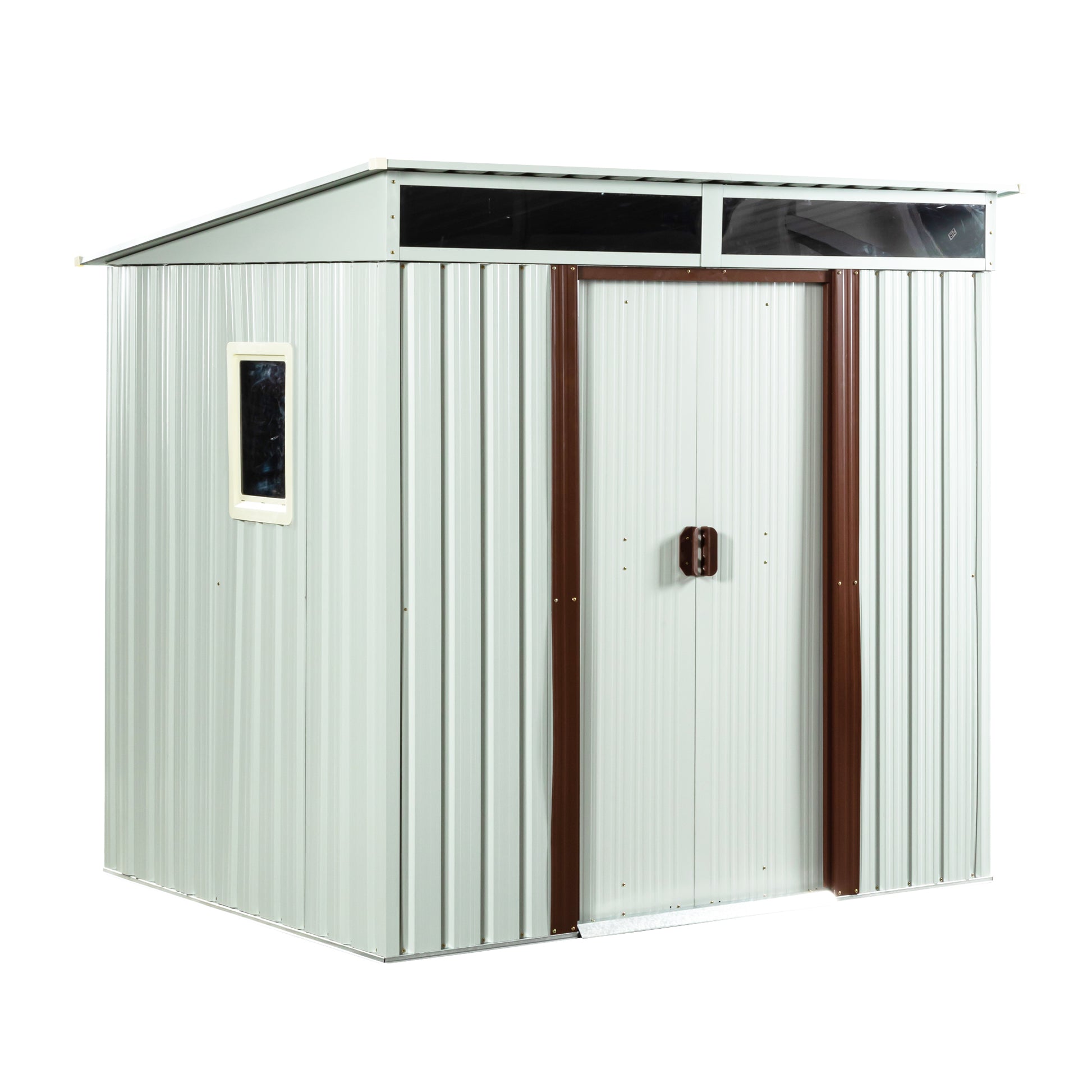 6Ft X 5Ft Outdoor Metal Storage Shed With Window White White Iron