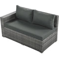 Outdoor 6 Piece All Weather Pe Rattan Sofa Set, Garden Patio Wicker Sectional Furniture Set With Adjustable Seat, Storage Box, Removable Covers And Tempered Glass Top Table,Grey Yes Complete Patio