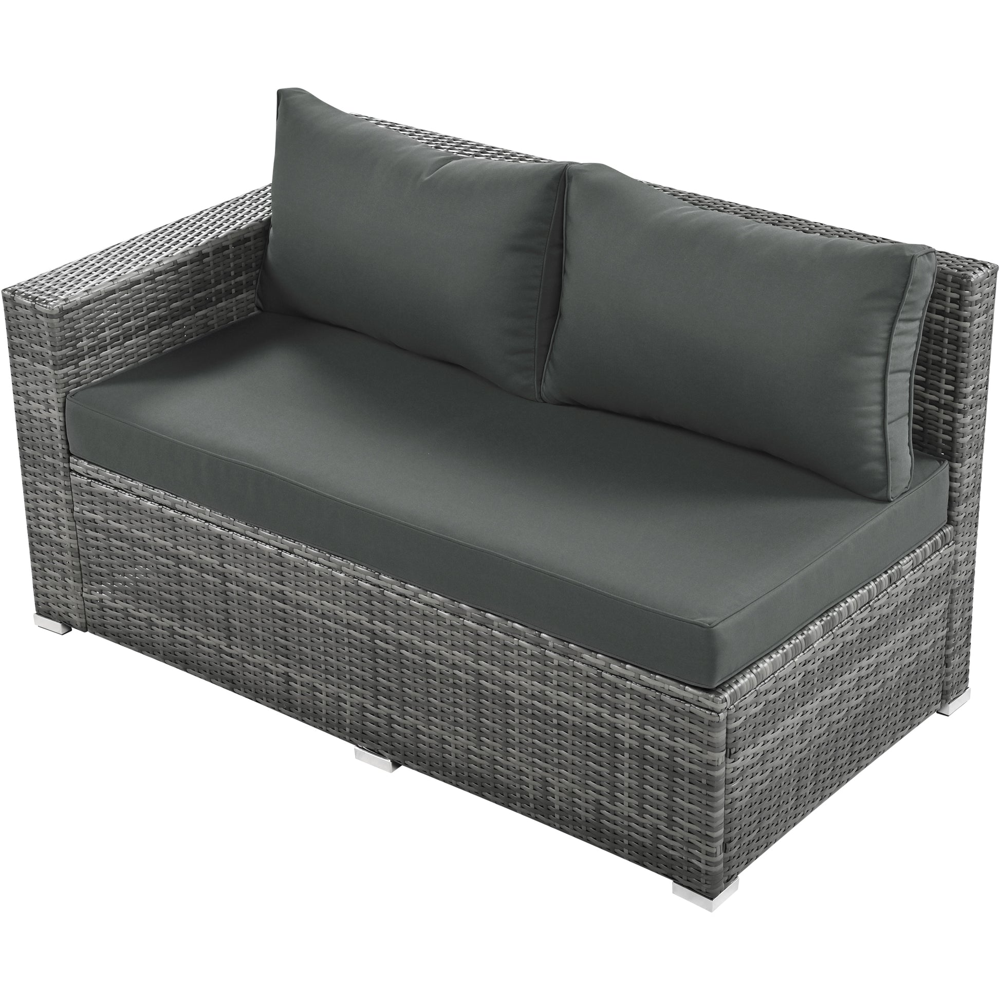 Outdoor 6 Piece All Weather Pe Rattan Sofa Set, Garden Patio Wicker Sectional Furniture Set With Adjustable Seat, Storage Box, Removable Covers And Tempered Glass Top Table,Grey Yes Complete Patio