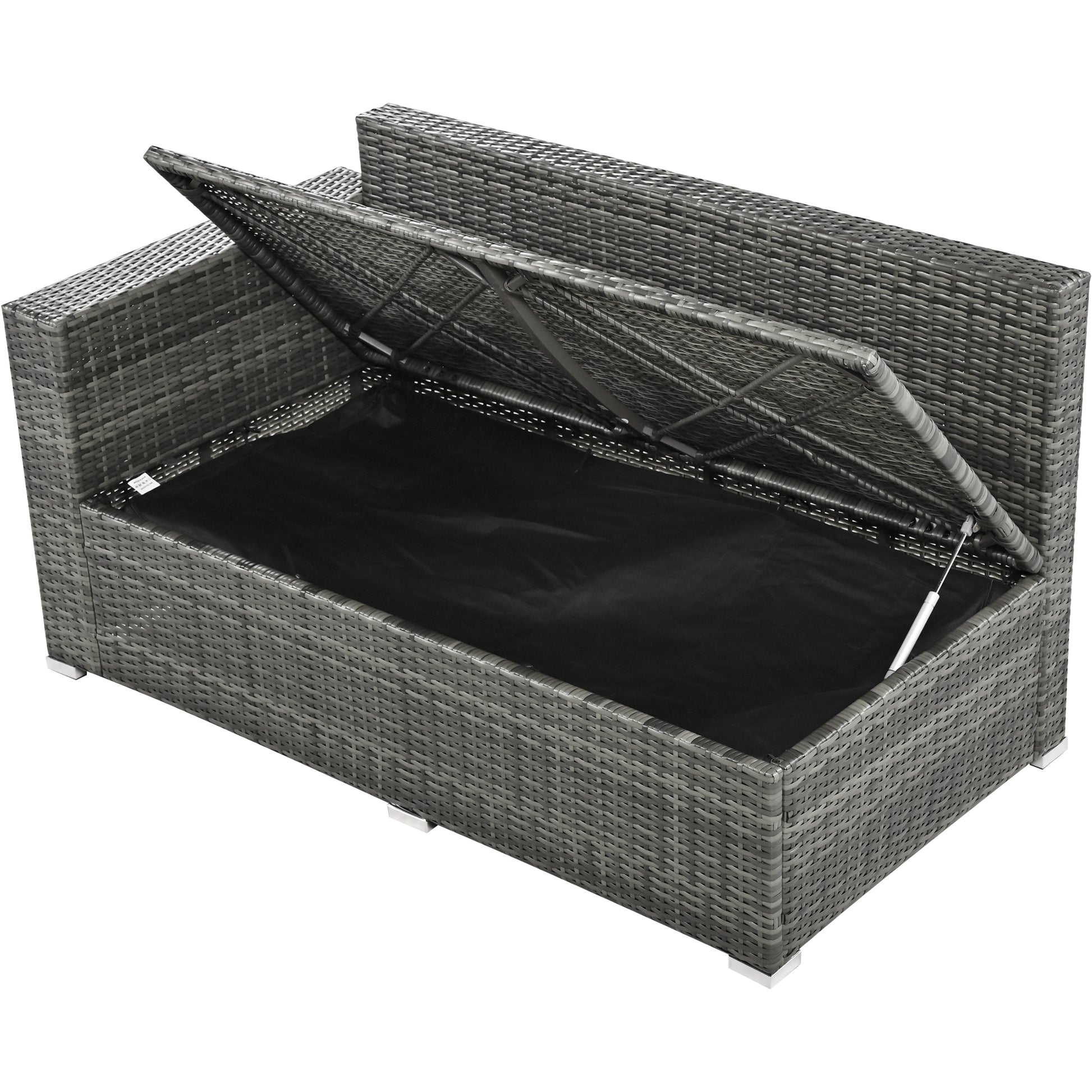 Outdoor 6 Piece All Weather Pe Rattan Sofa Set, Garden Patio Wicker Sectional Furniture Set With Adjustable Seat, Storage Box, Removable Covers And Tempered Glass Top Table, Beige Yes Complete Patio Set Beige Water Resistant Frame Water Resistant Cushion