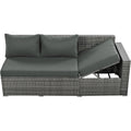 Outdoor 6 Piece All Weather Pe Rattan Sofa Set, Garden Patio Wicker Sectional Furniture Set With Adjustable Seat, Storage Box, Removable Covers And Tempered Glass Top Table,Grey Yes Complete Patio
