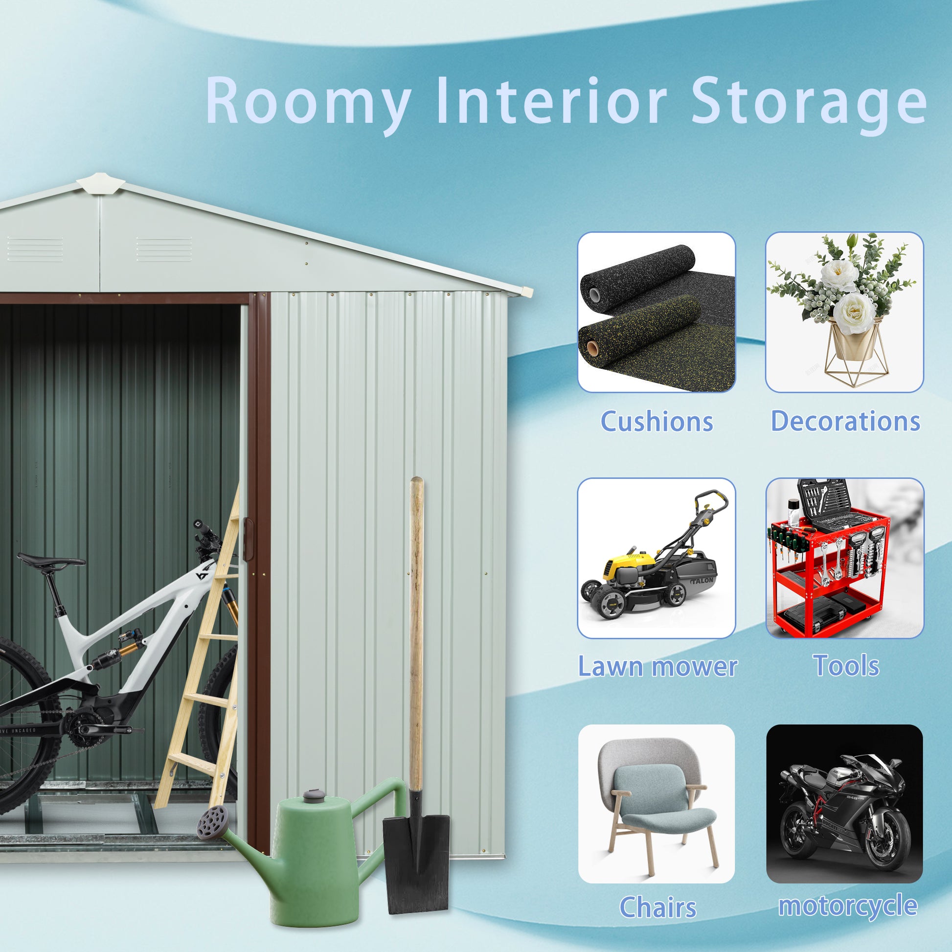 Ry Sdyx56 W 6Ft X 5Ft Outdoor Metal Storage Shed White White Iron