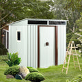 6Ft X 5Ft Outdoor Metal Storage Shed With Window White White Iron