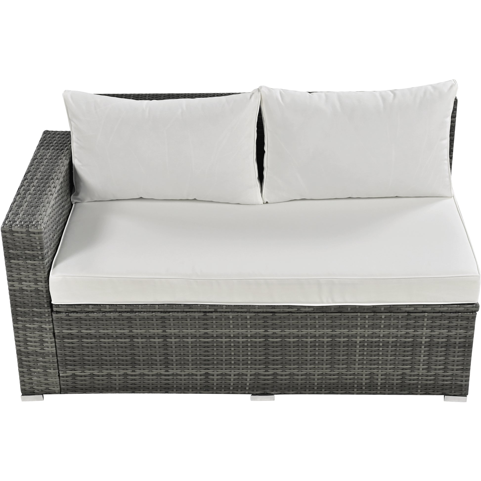 Outdoor 6 Piece All Weather Pe Rattan Sofa Set, Garden Patio Wicker Sectional Furniture Set With Adjustable Seat, Storage Box, Removable Covers And Tempered Glass Top Table, Beige Yes Complete Patio Set Beige Water Resistant Frame Water Resistant Cushion