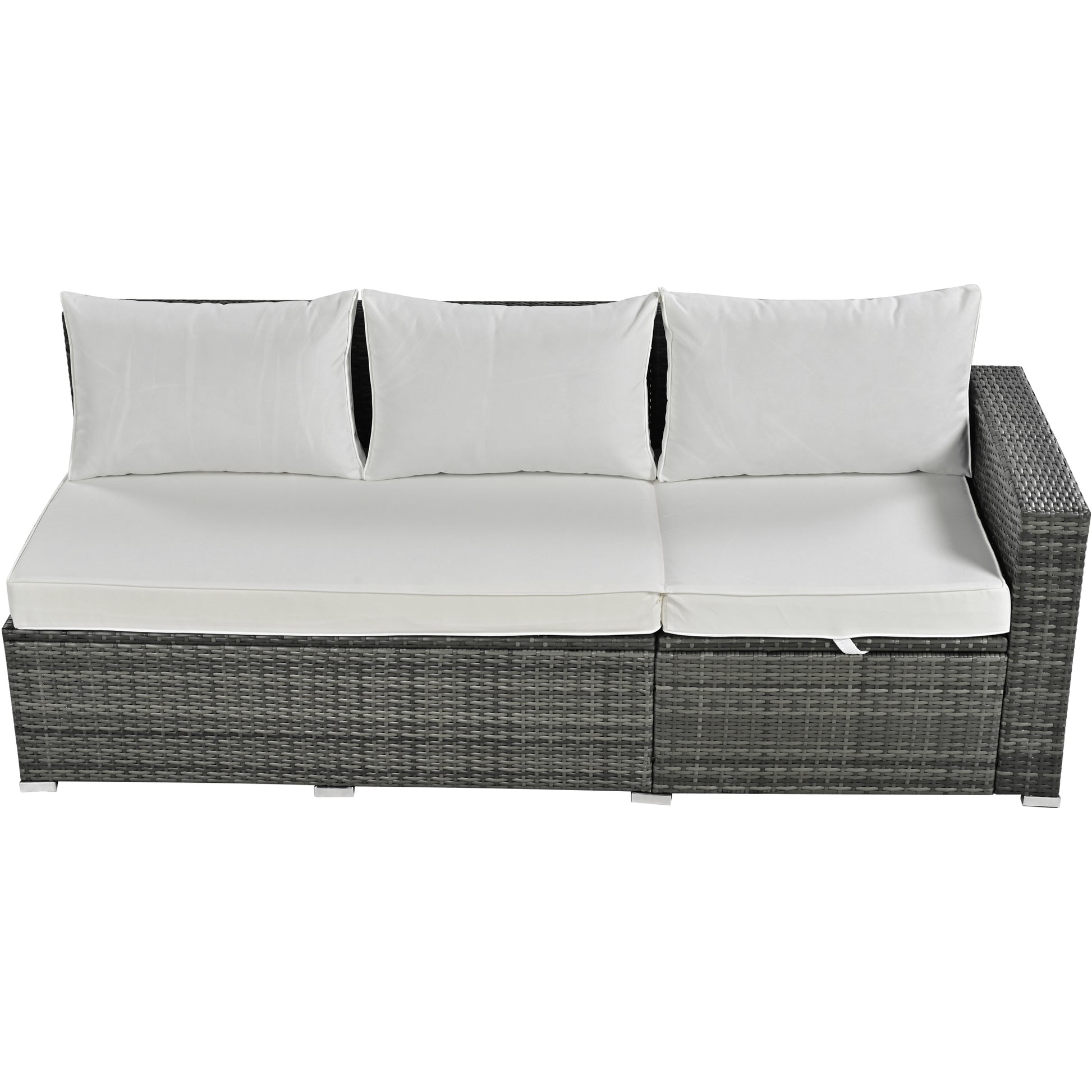 Outdoor 6 Piece All Weather Pe Rattan Sofa Set, Garden Patio Wicker Sectional Furniture Set With Adjustable Seat, Storage Box, Removable Covers And Tempered Glass Top Table, Beige Yes Complete Patio Set Beige Water Resistant Frame Water Resistant Cushion