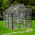 6X6Ft Black Polycarbonate Greenhouse Raised Base And Anchor Aluminum Heavy Duty Walk In Greenhouses For Outdoor Backyard In All Season W540S00002 Black Aluminium