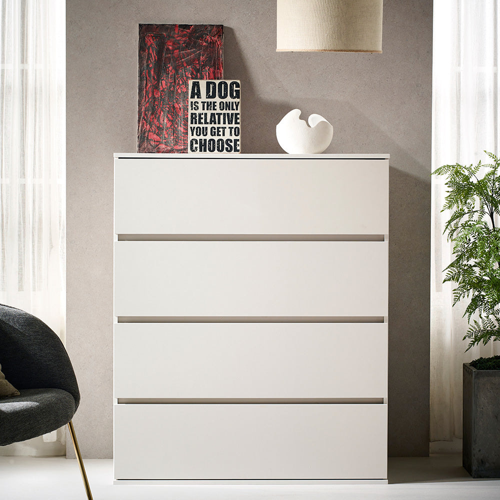 Liv Four Drawer Contemporary Wood Chest In White White Mdf Melamine