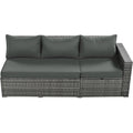 Outdoor 6 Piece All Weather Pe Rattan Sofa Set, Garden Patio Wicker Sectional Furniture Set With Adjustable Seat, Storage Box, Removable Covers And Tempered Glass Top Table,Grey Yes Complete Patio