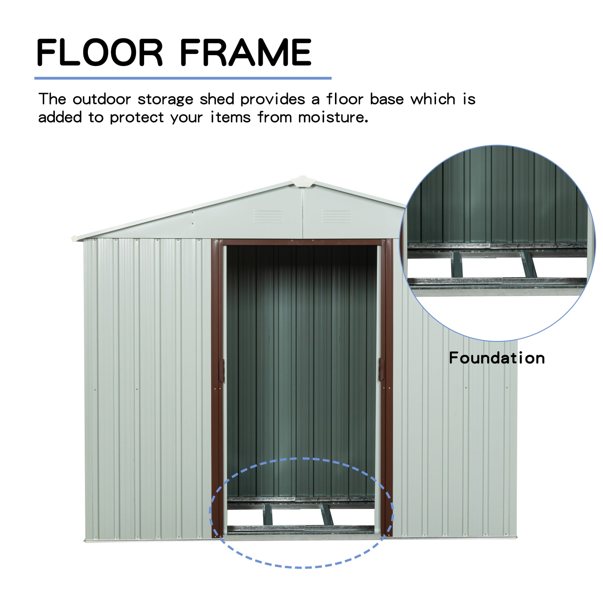 Ry Sdyx56 W 6Ft X 5Ft Outdoor Metal Storage Shed White White Iron