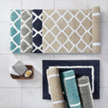Reversible High Pile Tufted Microfiber Bath Rug Navy Microfiber