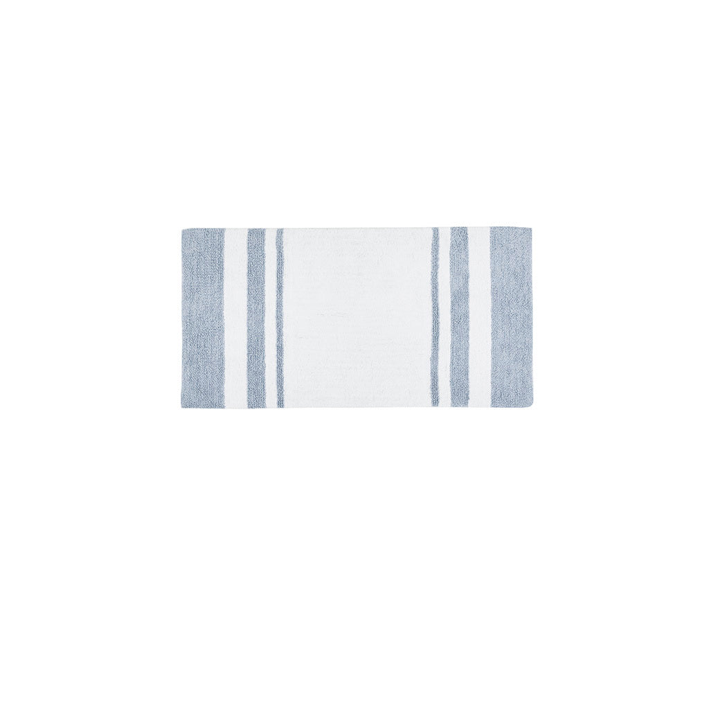 Reversible Bath Rug Blue Cotton