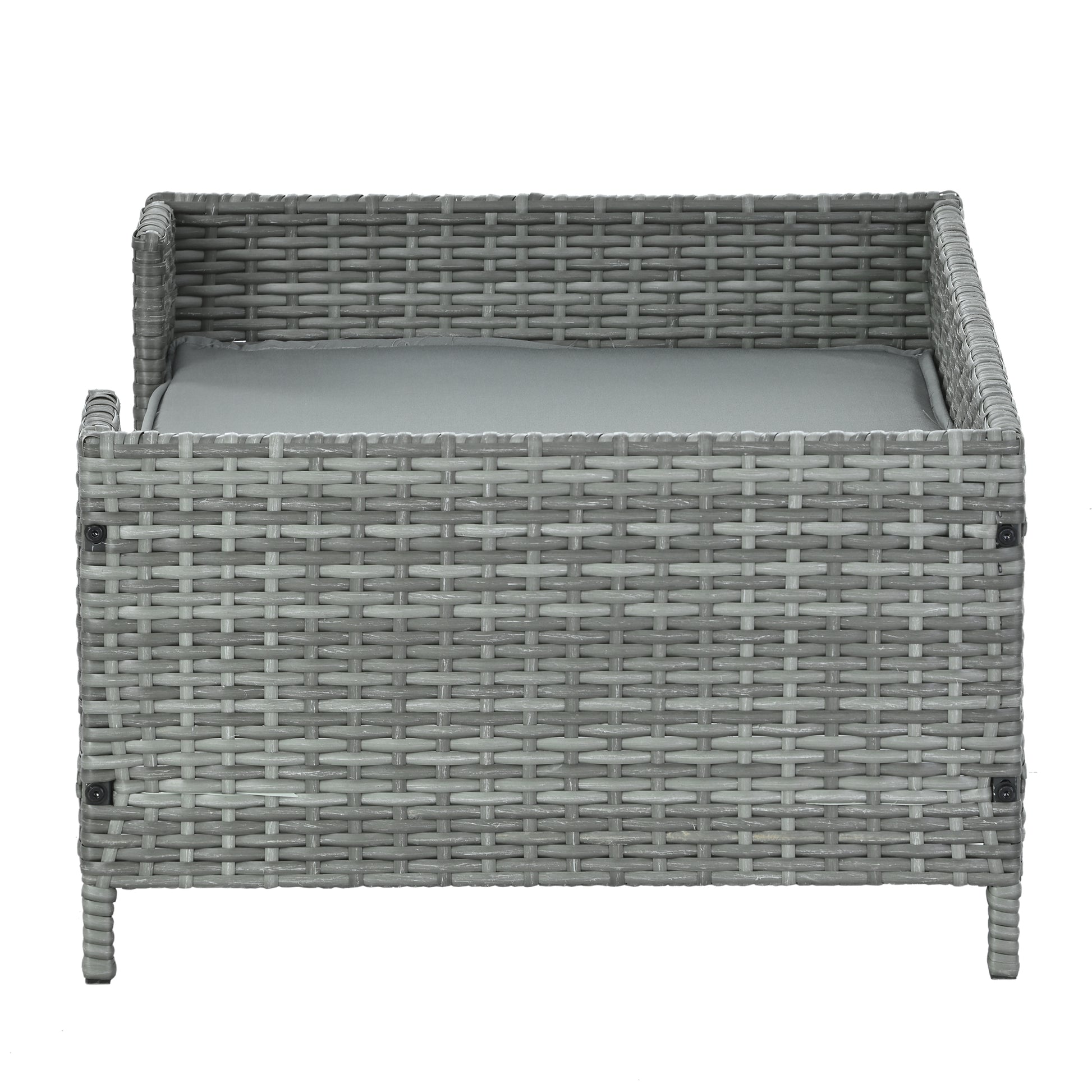 Dog Bed, Pet Bed, Pet Enclosures, Pet Outdoor Furniture, Pet Patio Furniture, Seasonal Pe Wicker Pet Furniture, Dog Bed With Cushion Dark Grey Pe Rattan Iron Waterproof Fabric