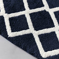 Reversible High Pile Tufted Microfiber Bath Rug Navy Microfiber