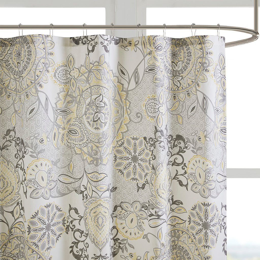 Printed Cotton Shower Curtain Yellow Cotton