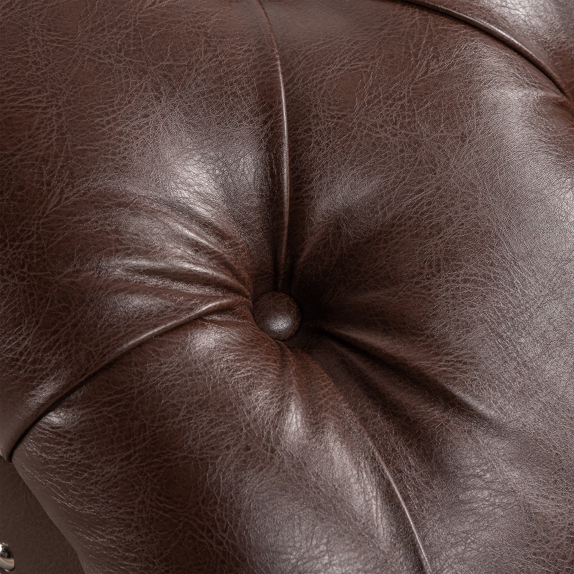 Tufted Armless Chaise Lounge Dark Brown Pu Pu