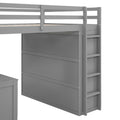 Full Size Loft Bed With Drawers,Desk,And Wardrobe Gray Gray Solid Wood