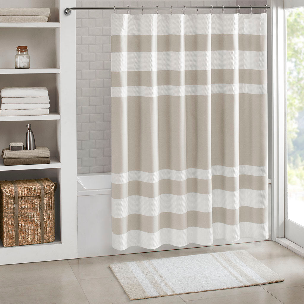 Shower Curtain With 3M Treatment Taupe Polyester