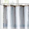 Embroidered Shower Curtain Navy Cotton