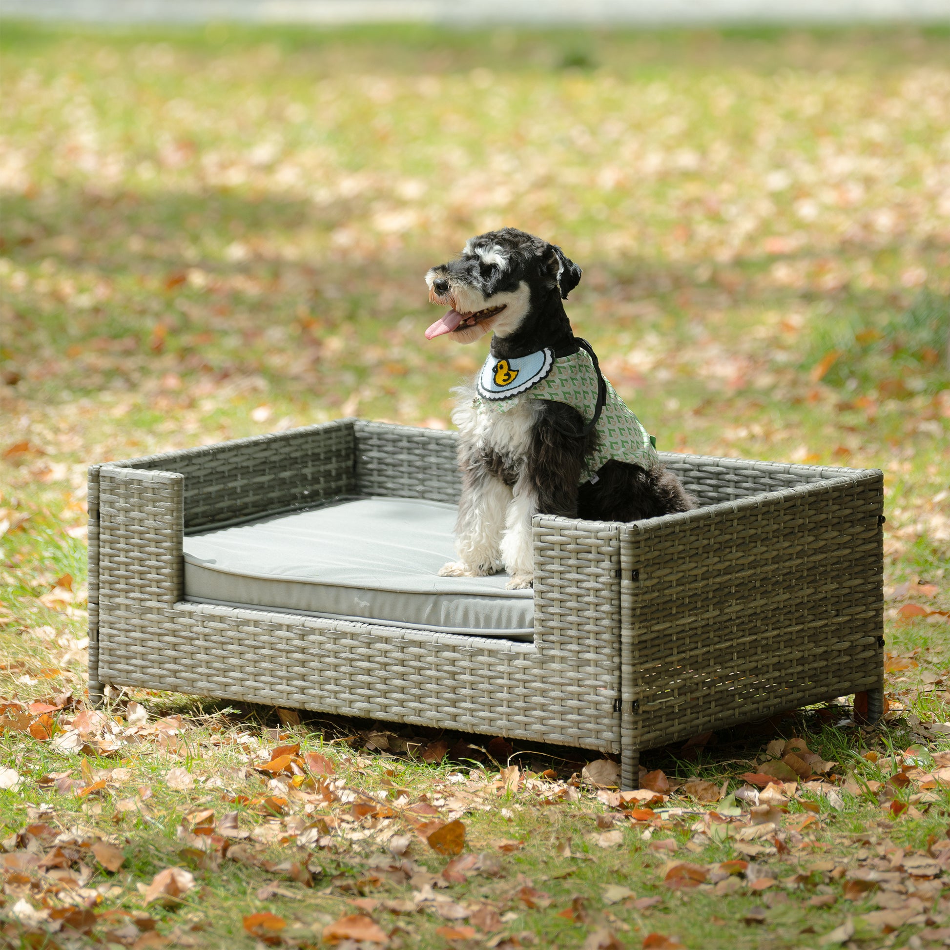 Dog Bed, Pet Bed, Pet Enclosures, Pet Outdoor Furniture, Pet Patio Furniture, Seasonal Pe Wicker Pet Furniture, Dog Bed With Cushion Dark Gray Pe Rattan Iron Waterproof Fabric