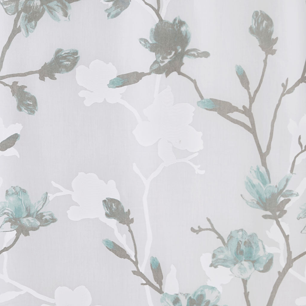 Floral Printed Burnout Shower Curtain Aqua Polyester
