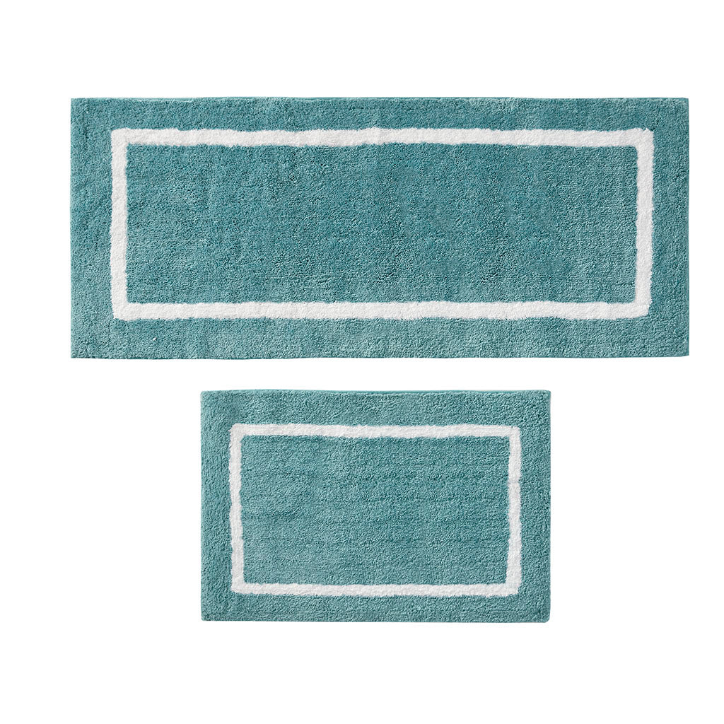 Reversible High Pile Tufted Microfiber Bath Rug Aqua Microfiber