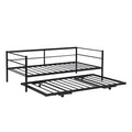 Twin Size Metal Daybed With Adjustable Trundle, Pop Up Trundle, Black Black Metal