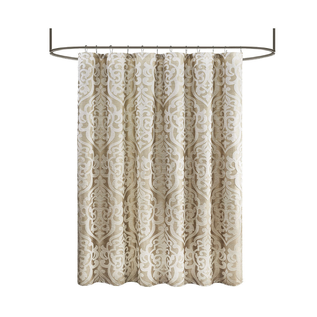 Jacquard Shower Curtain Tan Ivory Polyester