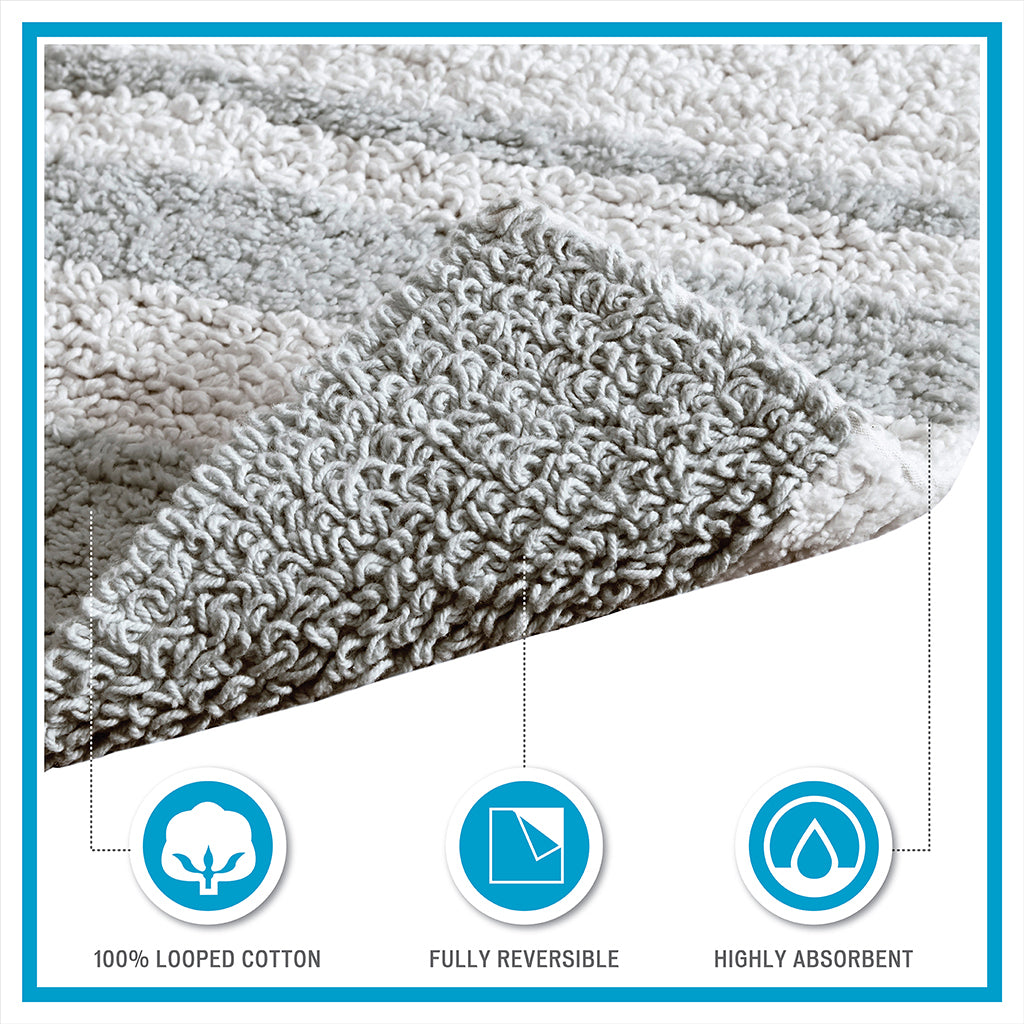 Reversible Bath Rug Aqua Cotton