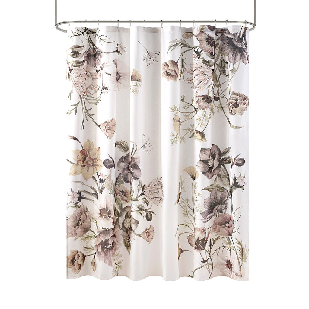 Printed Cotton Shower Curtain Blush Cotton