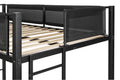 Metal Twin Over Twin Bunk Bed With Trundle Sturdy Metal Frame Noise Free Wood Slats Comfortable Textilene Guardrail 2 Side Ladders Space Saving Trundle Bunk Bed For Three No Box Spring Needed Black Metal