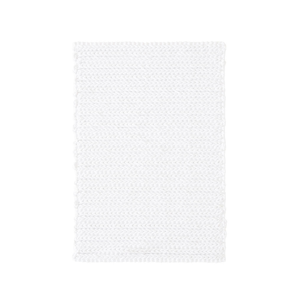 100% Cotton Chenille Chain Stitch Rug White Cotton