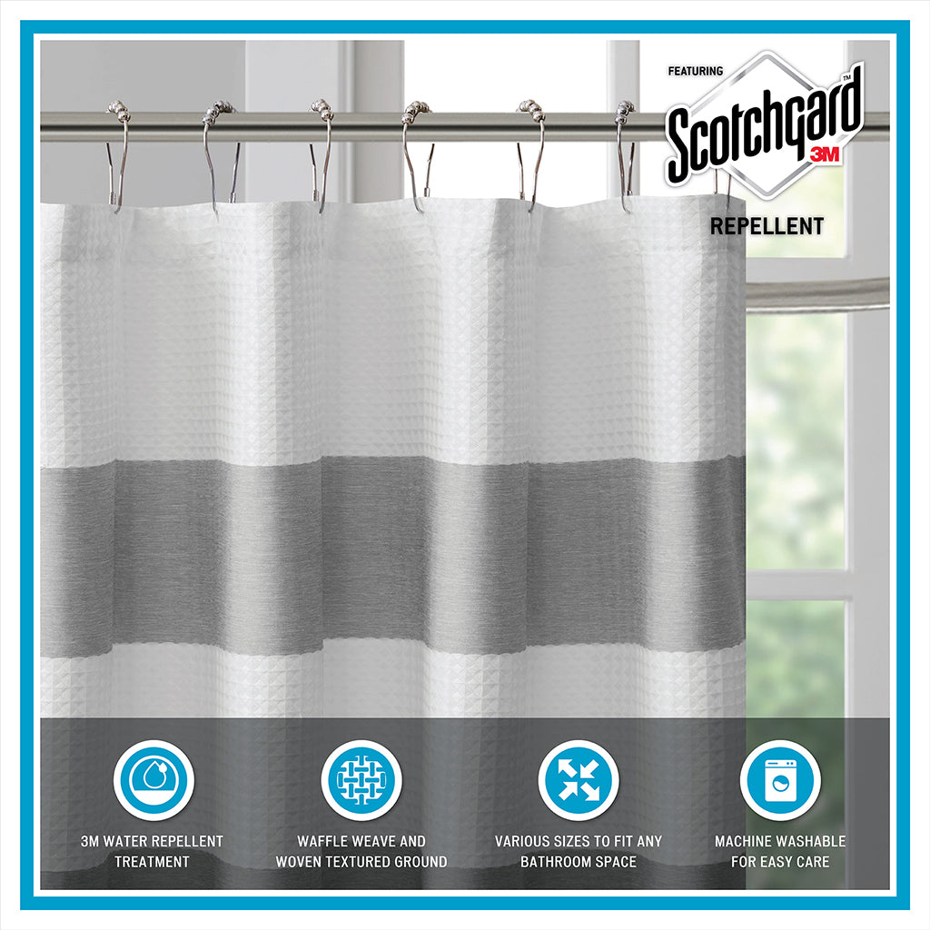 Shower Curtain With 3M Treatment Grey Polyester