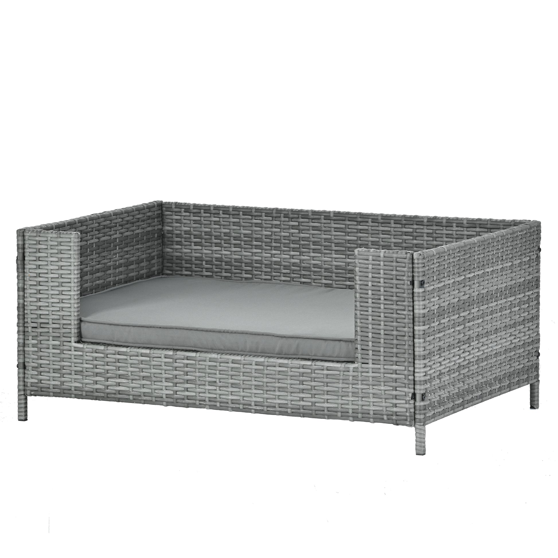 Dog Bed, Pet Bed, Pet Enclosures, Pet Outdoor Furniture, Pet Patio Furniture, Seasonal Pe Wicker Pet Furniture, Dog Bed With Cushion Dark Gray Pe Rattan Iron Waterproof Fabric