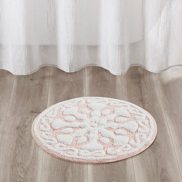 Medallion Cotton Tufted Bath Rug Pink Cotton