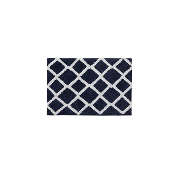 Reversible High Pile Tufted Microfiber Bath Rug Navy Microfiber